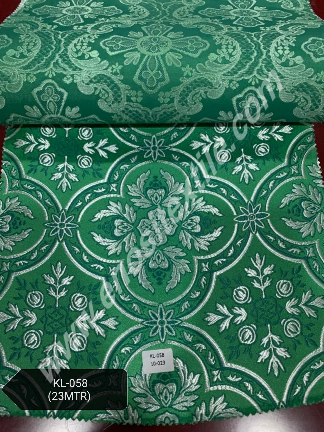 KL-058 Green-Silver Brocade Fabrics